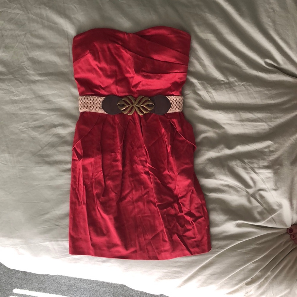 Strapless Dress - Orange/Melon Color Size - 7